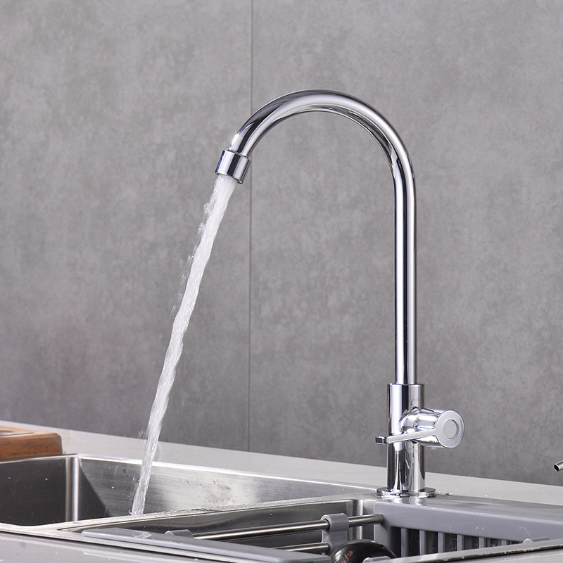 Кухненски смесител за мивка, вертикален монтаж, мед (59% чистота), керамичен картридж клапан, модел: единично студено