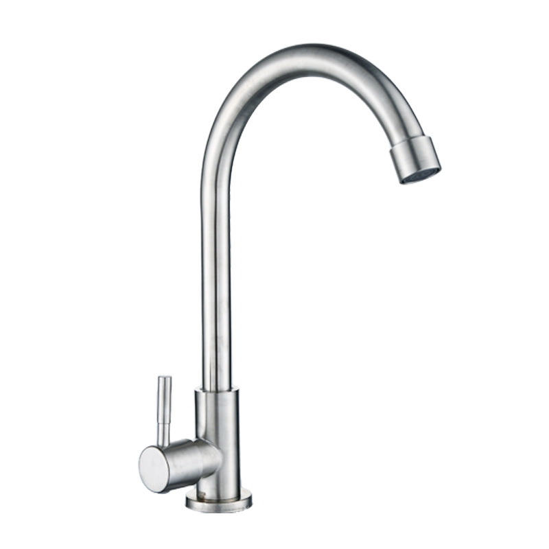 Кухненски смесител от неръждаема стомана, стенно монтиран, едноръчен кран за студена вода, с керамичен картридж, модел 1308