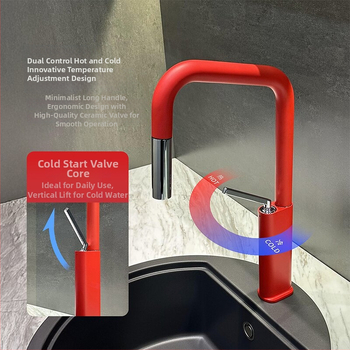 Кухненски смесител с издърпващ се накрайник, латунен, модел Bdb22, керамичен патрон, монтаж седалков