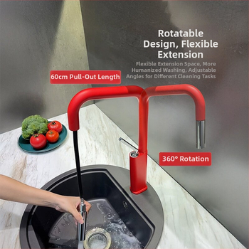 Кухненски смесител с издърпващ се накрайник, латунен, модел Bdb22, керамичен патрон, монтаж седалков