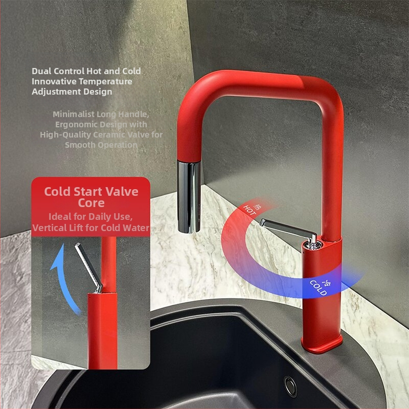 Кухненски смесител с издърпващ се накрайник, латунен, модел Bdb22, керамичен патрон, монтаж седалков