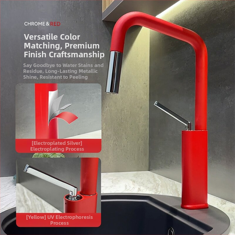 Кухненски смесител с издърпващ се накрайник, латунен, модел Bdb22, керамичен патрон, монтаж седалков