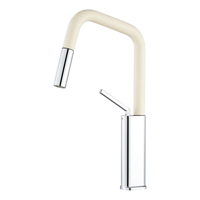 Кухненски смесител с издърпващ се накрайник, латунен, модел Bdb22, керамичен патрон, монтаж седалков