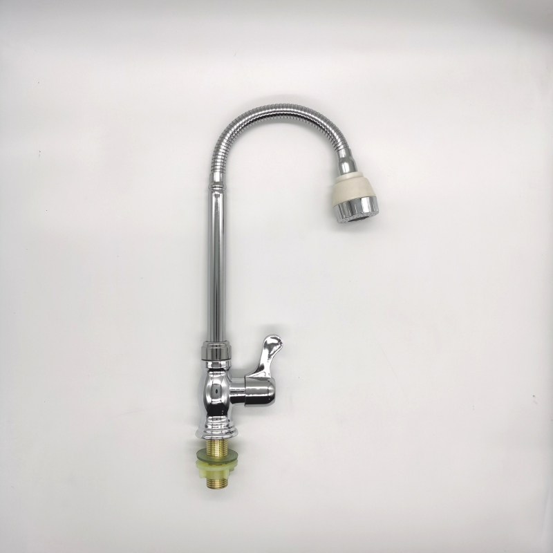 Robinet de chiuvetă reglabil, extensie universală, apă rece, cu un singur orificiu, vertical, corp din plastic, cartuș ceramic, intrare/ieșire 20 mm, 0,8 MPa, 0-80°C