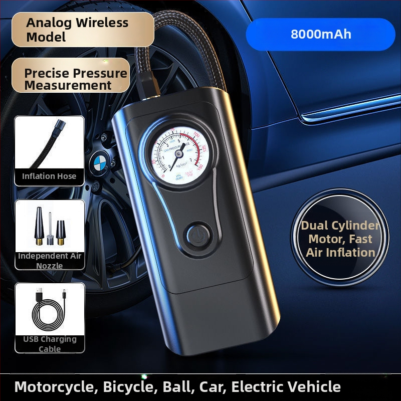 Inteligentná automobilová vzduchová pumpa, mini bezdrôtový elektrický nafukovač s LED svetlom, 12V 80W, 25 L/min, USB napájanie, digitálny displej a vstavaná powerbanka