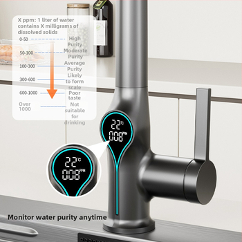 Кухненски смесител с издърпващ се чучур, модел 255; материал: медна сплав; клапан: керамичен диск (Номинално налягане 0.1–0.5 MPa; Работна температура 0–80°C; Тип монтаж: монтаж на плот)