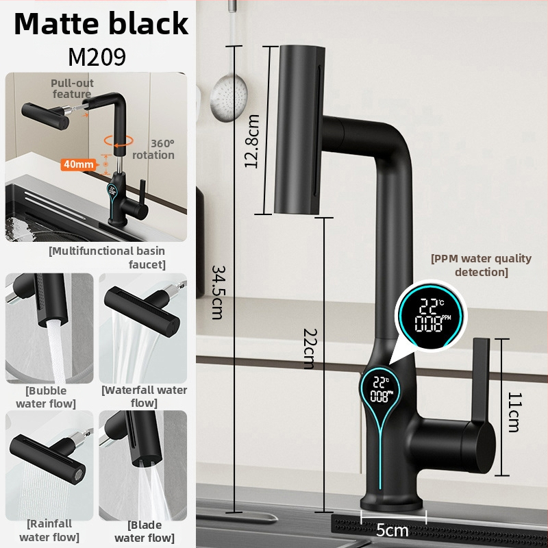 Кухненски смесител с издърпващ се чучур, модел 255; материал: медна сплав; клапан: керамичен диск (Номинално налягане 0.1–0.5 MPa; Работна температура 0–80°C; Тип монтаж: монтаж на плот)