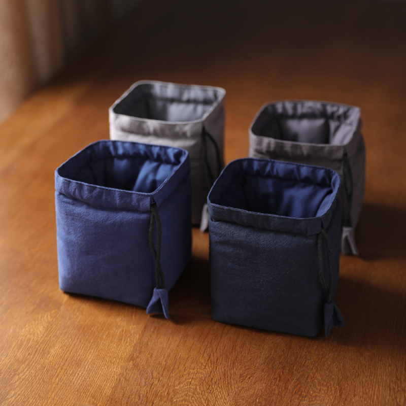 Geantă Erya de depozitare a setului de ceai pentru călătorii — sac din bumbac cu șnur pentru ceainic și cești, stil nou chinezesc, logo tipărit