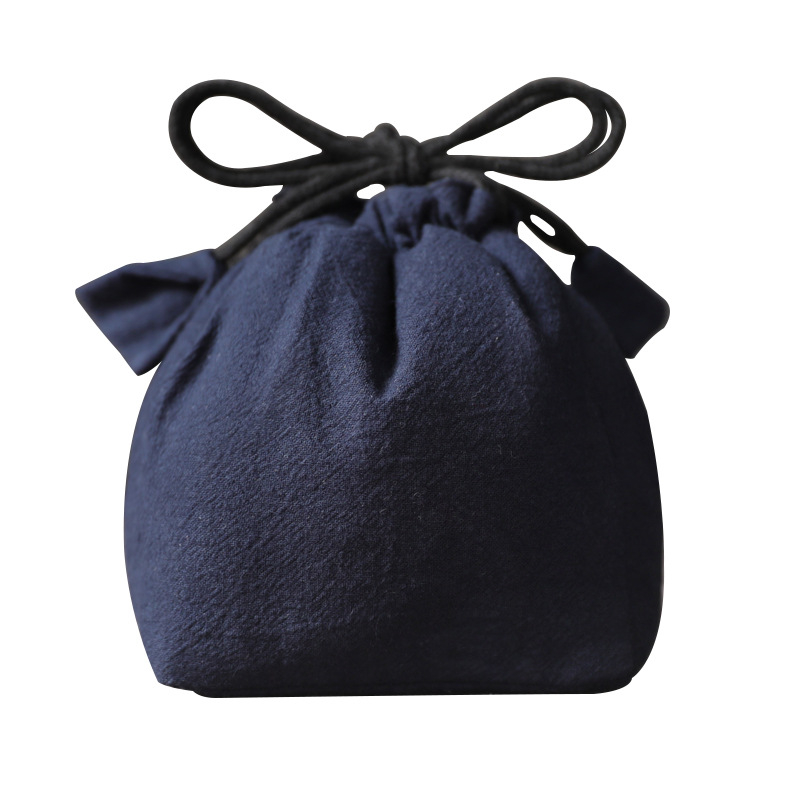 Geantă Erya de depozitare a setului de ceai pentru călătorii — sac din bumbac cu șnur pentru ceainic și cești, stil nou chinezesc, logo tipărit