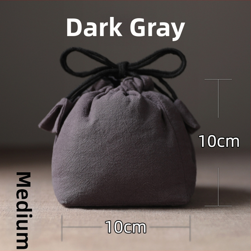 Geantă Erya de depozitare a setului de ceai pentru călătorii — sac din bumbac cu șnur pentru ceainic și cești, stil nou chinezesc, logo tipărit