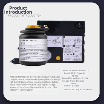 Önkiszolgáló gumiareparáló eszköz autókhoz vákuumos gumikkal; műanyagból; 1,4 kg; 2 készlet; Festoy márka; autók és SUV-k számára