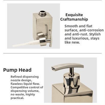Диспенсер за сапун от 304 неръждаема стомана, ръчно натискане, финиш огледално/сатен, модерен минималистичен стил, тегло 200 g