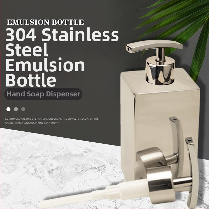Диспенсер за сапун от 304 неръждаема стомана, ръчно натискане, финиш огледално/сатен, модерен минималистичен стил, тегло 200 g