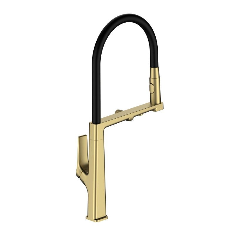 Кухненски смесител с меден корпус, 3 в 1, издърпващ се чучур, керамичен патрон, седло на клапана 35 мм