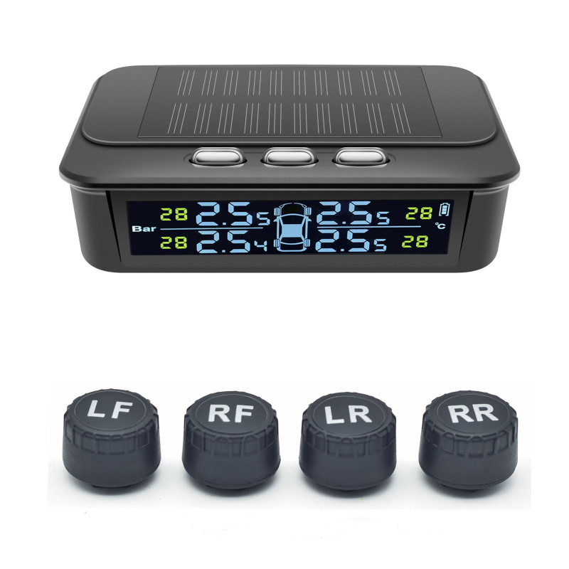 Solarni monitor tlaka u gumama — bežični TPMS detektor s LED HD zaslonom, model AN-5001, raspon 0-6 bar
