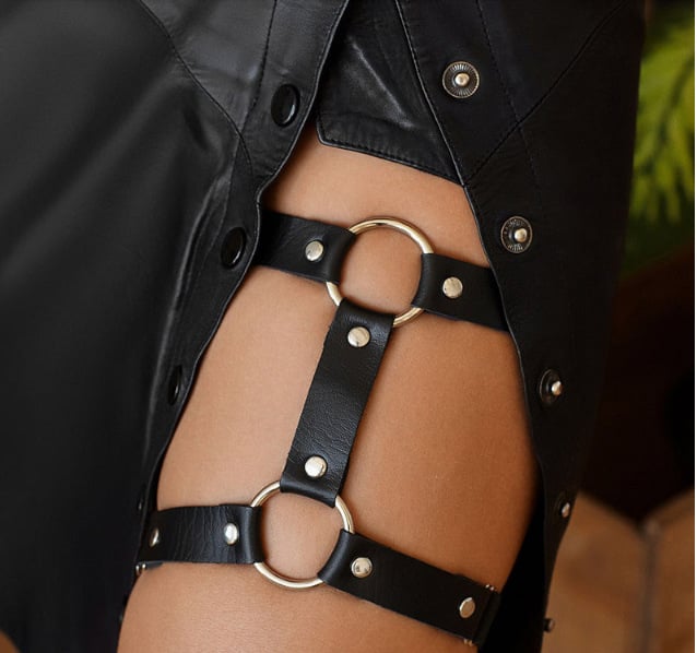 Punk kožni garter za bedro s dvostrukim remenima TD-036 (umjetna koža, snažna elastičnost, TD-036, ljeto 2021)