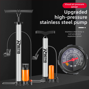Ръчна инфлационна помпа от неръждаема стомана за велосипеди и електрически мотоциклети, преносима за баскетбол и плувни рингове