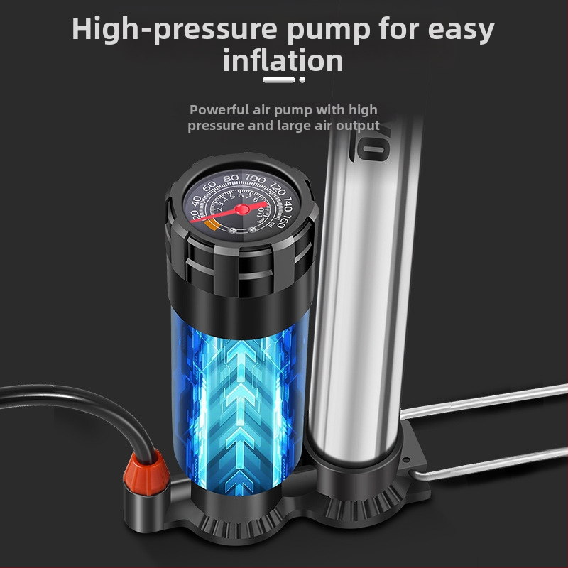 Ръчна инфлационна помпа от неръждаема стомана за велосипеди и електрически мотоциклети, преносима за баскетбол и плувни рингове