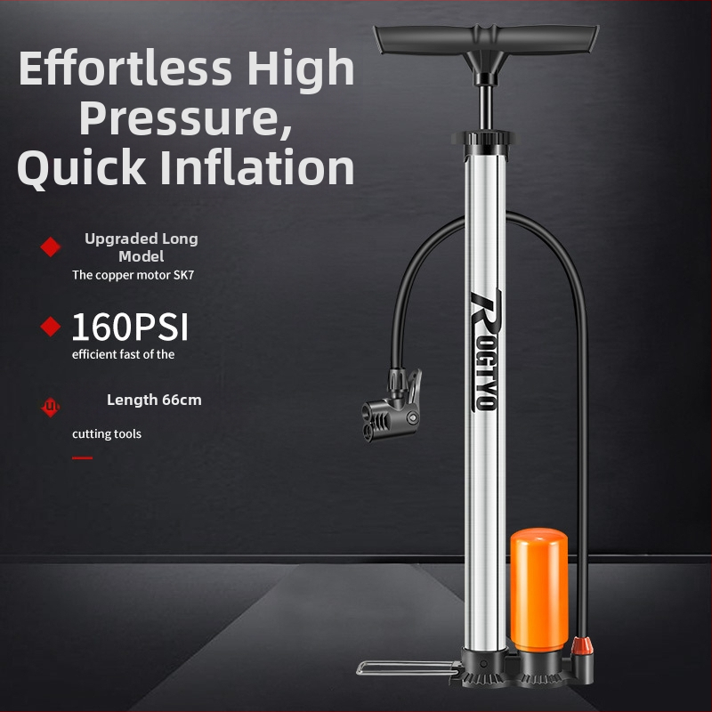 Ръчна инфлационна помпа от неръждаема стомана за велосипеди и електрически мотоциклети, преносима за баскетбол и плувни рингове