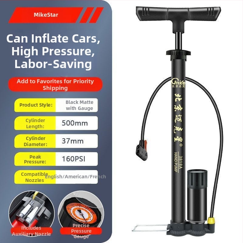 Високонапорна ръчна помпа за велосипеди, мотори и електрически превозни средства — бързо надуване, универсална, за домашна употреба