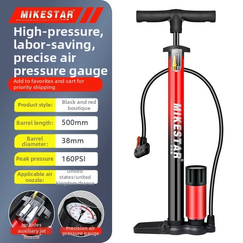 Високонапорна ръчна помпа за велосипеди, мотори и електрически превозни средства — бързо надуване, универсална, за домашна употреба