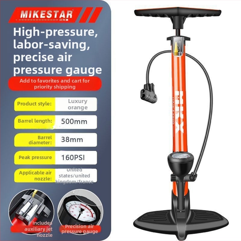 Високонапорна ръчна помпа за велосипеди, мотори и електрически превозни средства — бързо надуване, универсална, за домашна употреба