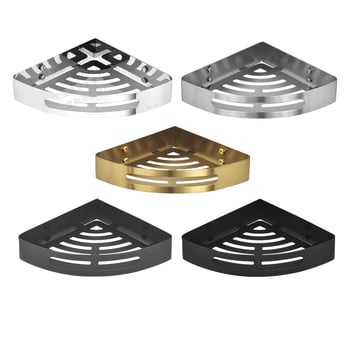 Триъгълен ъглов рафт за баня от неръждаема стомана, 1 ниво, дупки за винтове, полирана повърхност, носимост 1 кг