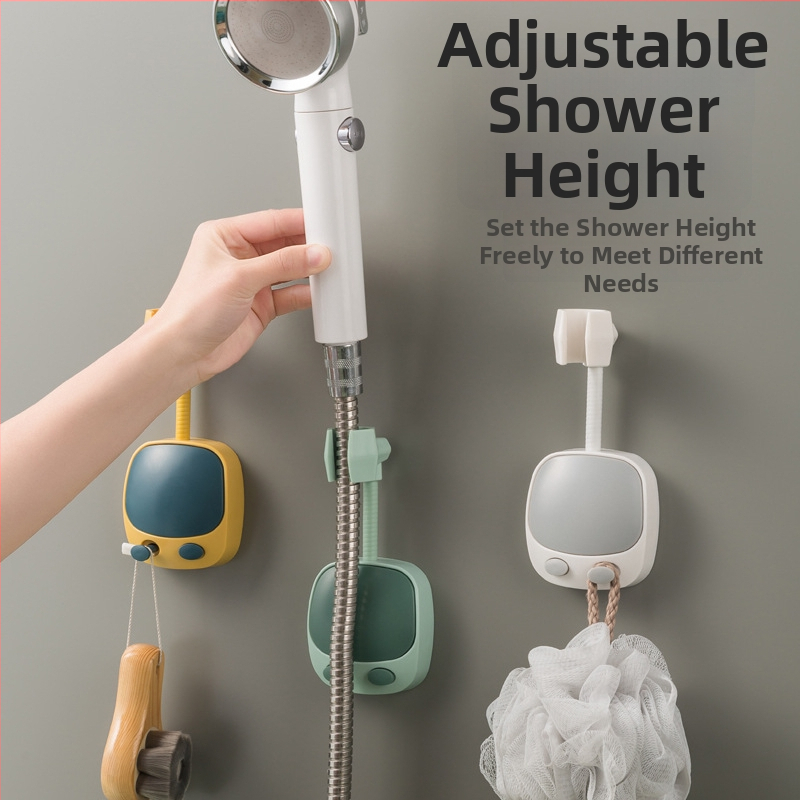 Suport reglabil pentru capul de duș, fără găuri, fixare cu adeziv, din plastic, accesorii pentru baie