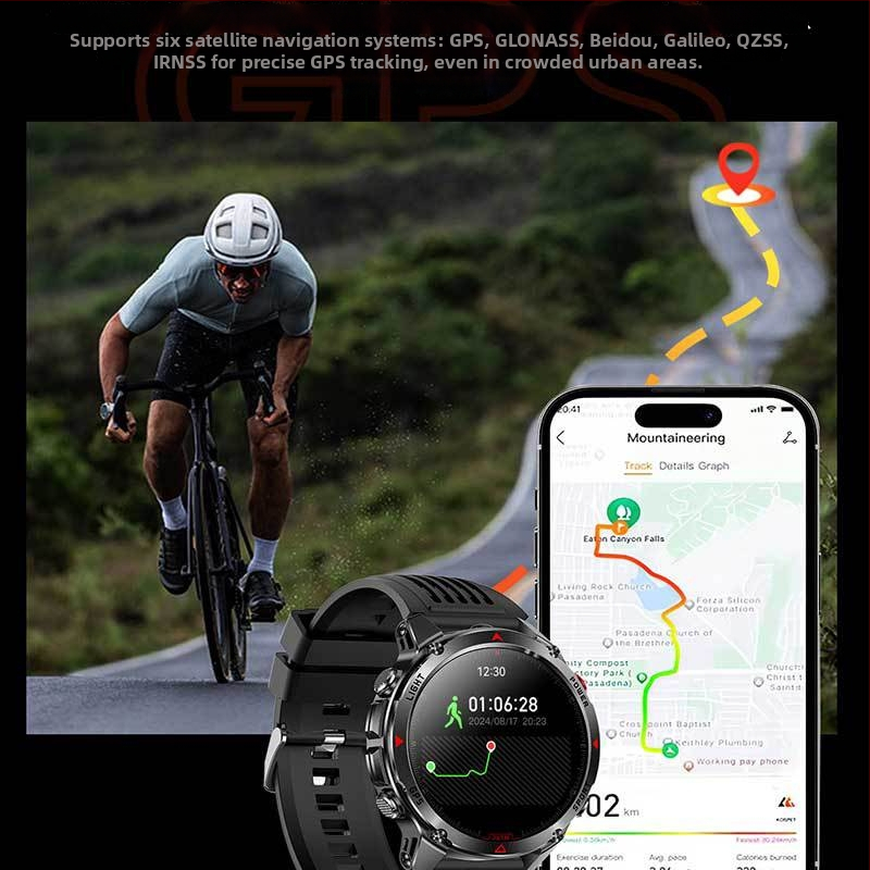 HT37 GPS смарт часовник за открит спорт, компас, висотомер и барометр, водоустойчив до 30 м, батерия 7–14 дни