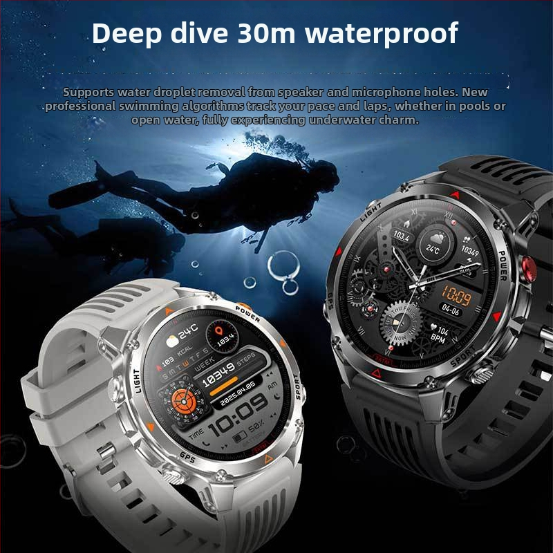 HT37 GPS смарт часовник за открит спорт, компас, висотомер и барометр, водоустойчив до 30 м, батерия 7–14 дни