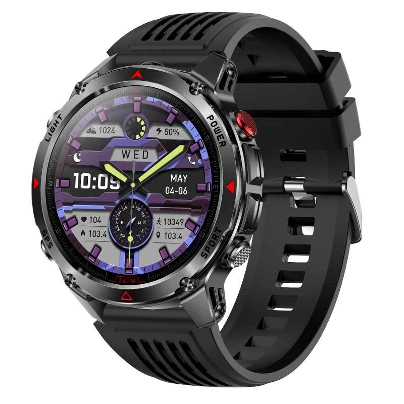 HT37 GPS смарт часовник за открит спорт, компас, висотомер и барометр, водоустойчив до 30 м, батерия 7–14 дни