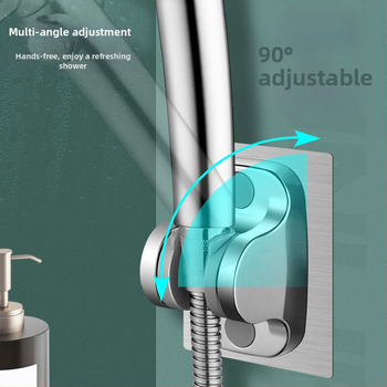 Suport de duș cu montare prin ventuză, fără găuri, reținător reglabil pentru furtun, ABS, stil modern minimalist