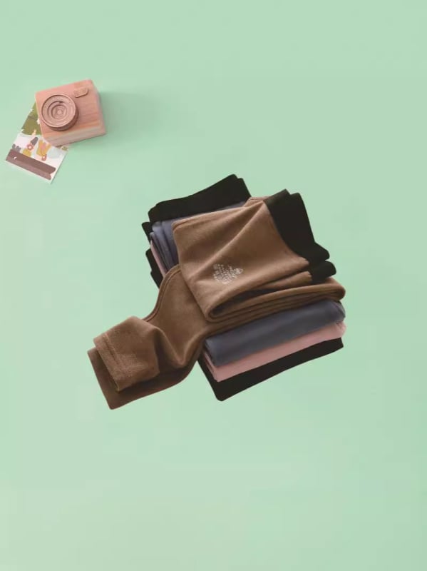 Детски термални дълги долни панталони, висока талия, универсални за двата пола, смес от акрил и спандекс, 42% акрил, за деца над 8 години, есен–зима