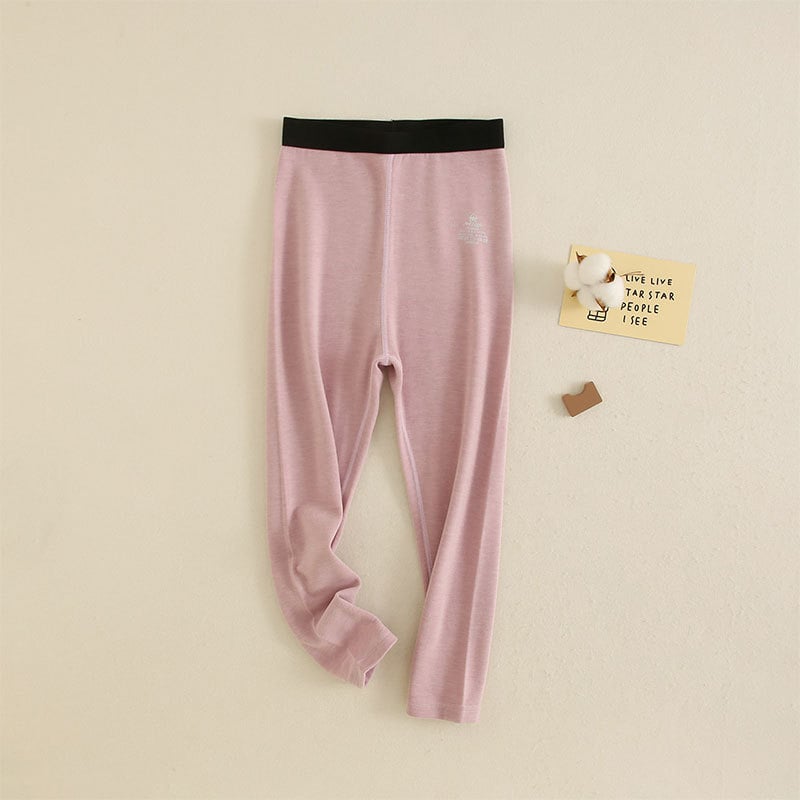 Детски термални дълги долни панталони, висока талия, универсални за двата пола, смес от акрил и спандекс, 42% акрил, за деца над 8 години, есен–зима