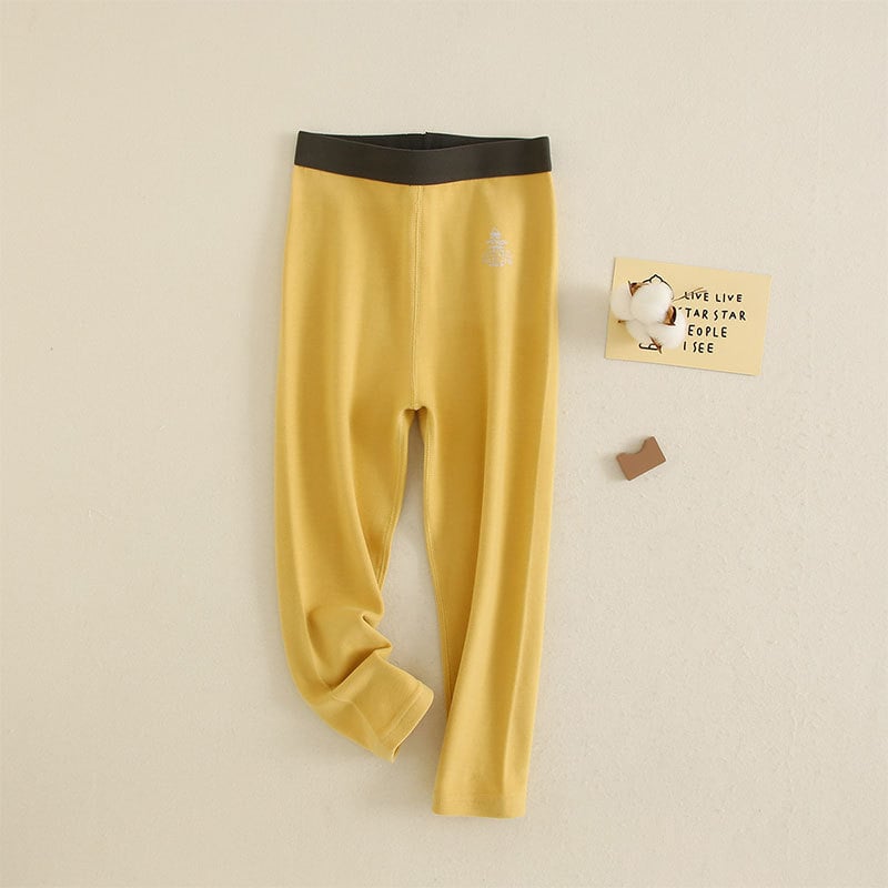 Детски термални дълги долни панталони, висока талия, универсални за двата пола, смес от акрил и спандекс, 42% акрил, за деца над 8 години, есен–зима