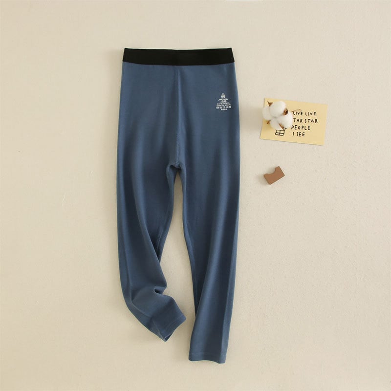 Детски термални дълги долни панталони, висока талия, универсални за двата пола, смес от акрил и спандекс, 42% акрил, за деца над 8 години, есен–зима