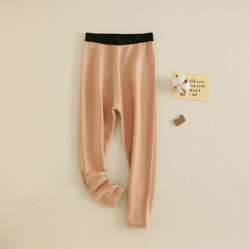 Детски термални дълги долни панталони, висока талия, универсални за двата пола, смес от акрил и спандекс, 42% акрил, за деца над 8 години, есен–зима