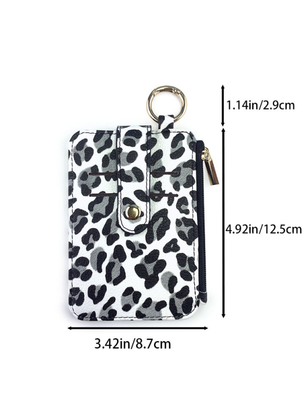 Držač kartica od PU kože sa leopard uzorom, unisex — materijal PU, leopard uzorak, poliester podstava, proljeće 2025