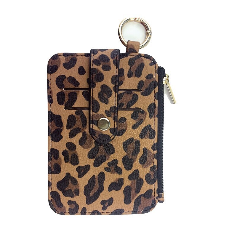 Držač kartica od PU kože sa leopard uzorom, unisex — materijal PU, leopard uzorak, poliester podstava, proljeće 2025