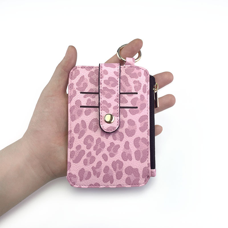 Držač kartica od PU kože sa leopard uzorom, unisex — materijal PU, leopard uzorak, poliester podstava, proljeće 2025