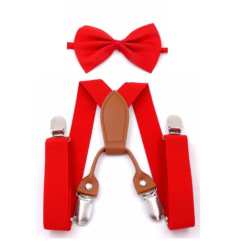 Set papion i tregeri za djecu, unisex, podesiva duljina, krížni stražnji dizajn, 4 kopče, materijal: webbing