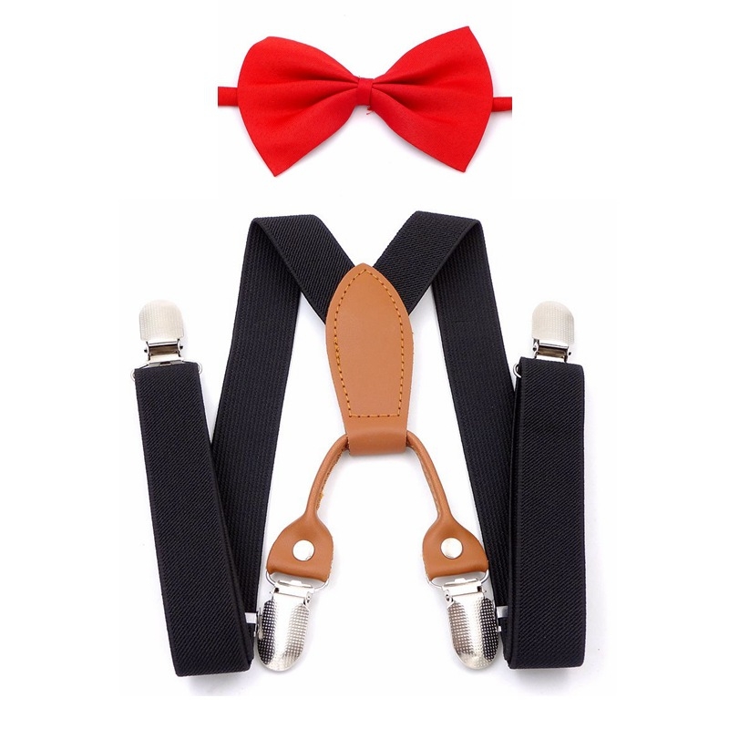 Set papion i tregeri za djecu, unisex, podesiva duljina, krížni stražnji dizajn, 4 kopče, materijal: webbing