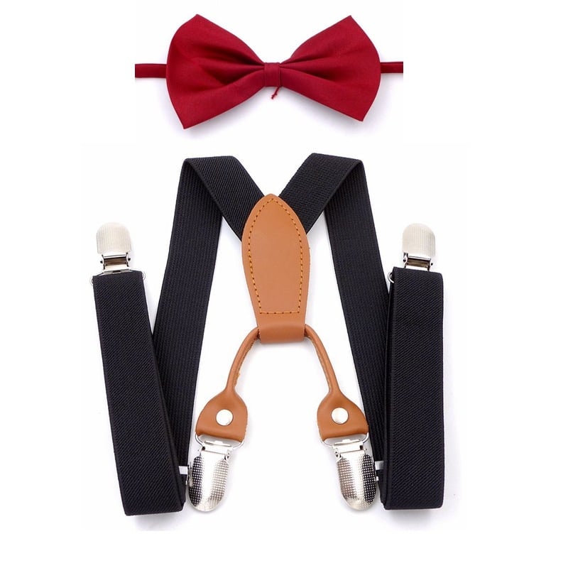 Set papion i tregeri za djecu, unisex, podesiva duljina, krížni stražnji dizajn, 4 kopče, materijal: webbing