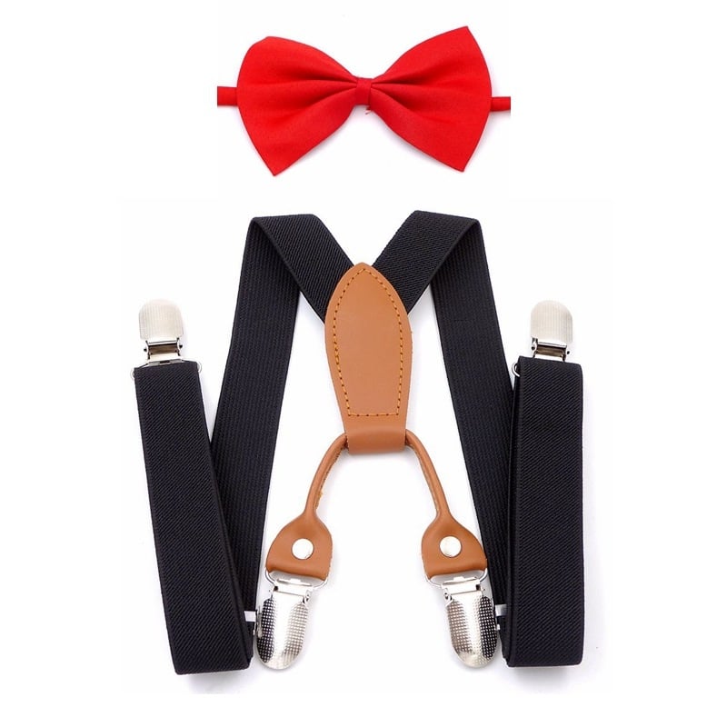 Set papion i tregeri za djecu, unisex, podesiva duljina, krížni stražnji dizajn, 4 kopče, materijal: webbing