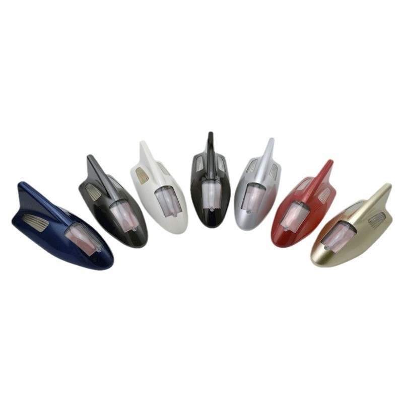 Autosolarna antena s oblikom shark-fin i dvostrukim svjetlom na krovu - upozoravajuće svjetlo, universalna kompatibilnost, montaža ljepilom, 3V/0,2A