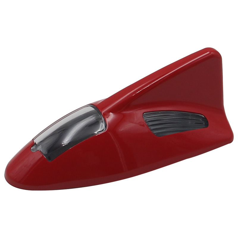 Autosolarna antena s oblikom shark-fin i dvostrukim svjetlom na krovu - upozoravajuće svjetlo, universalna kompatibilnost, montaža ljepilom, 3V/0,2A