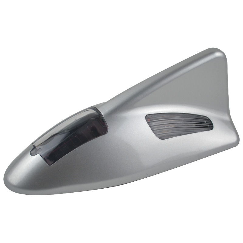 Autosolarna antena s oblikom shark-fin i dvostrukim svjetlom na krovu - upozoravajuće svjetlo, universalna kompatibilnost, montaža ljepilom, 3V/0,2A