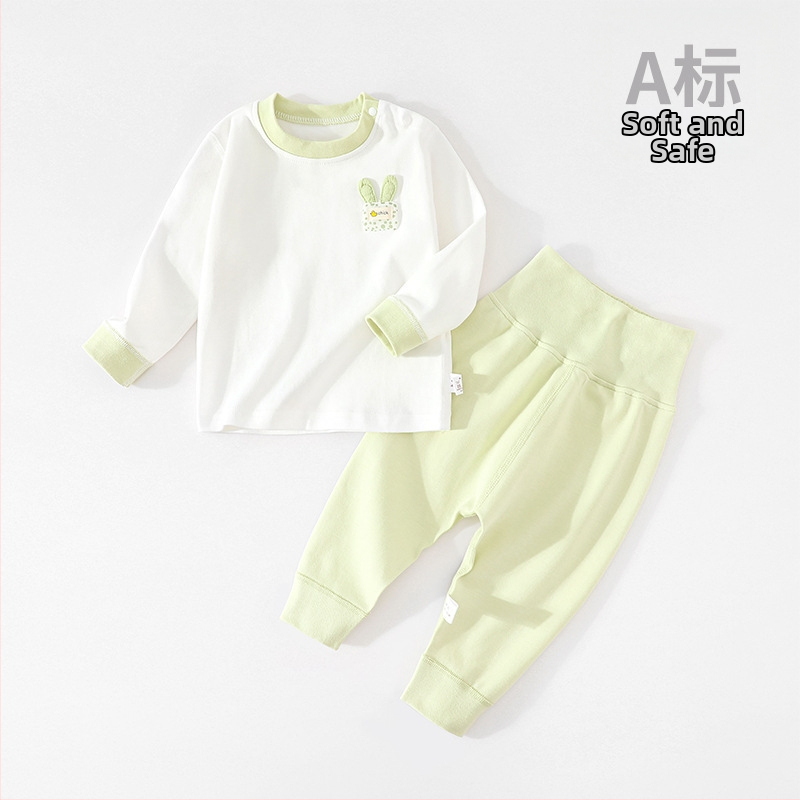 Detský bavlnený dvojdielny set nohavíc, dlhé rukávy, pulóver, 100% bavlna, pre deti 1–3 roky (80–100 cm), vhodný na zimu, jar a jeseň