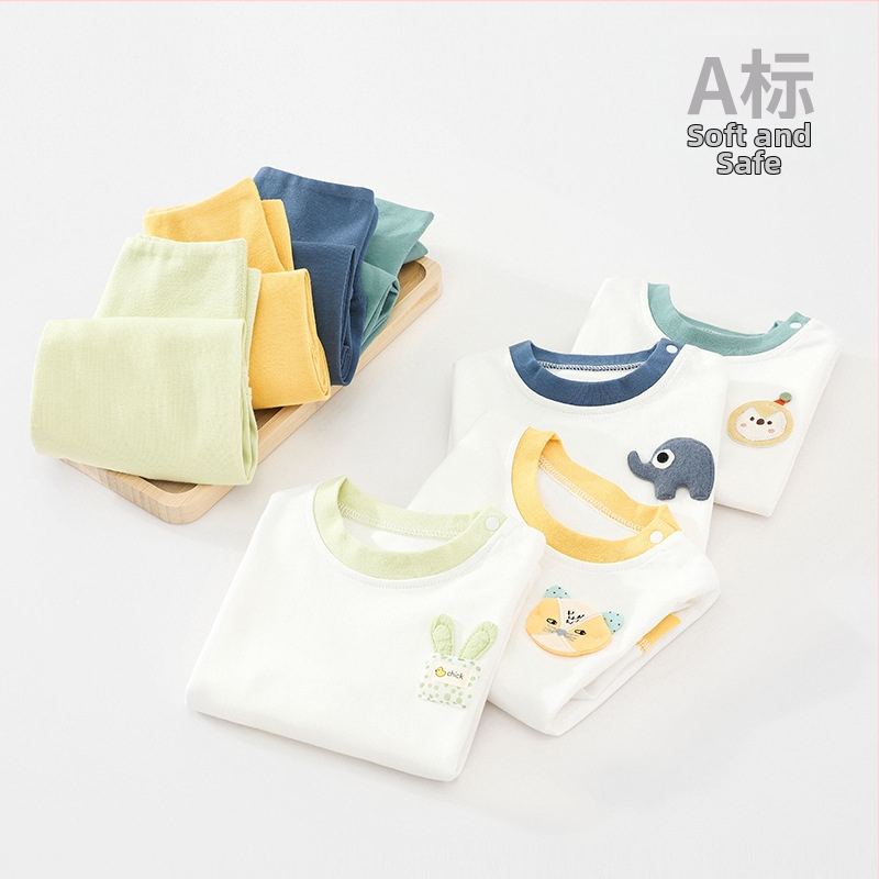 Detský bavlnený dvojdielny set nohavíc, dlhé rukávy, pulóver, 100% bavlna, pre deti 1–3 roky (80–100 cm), vhodný na zimu, jar a jeseň