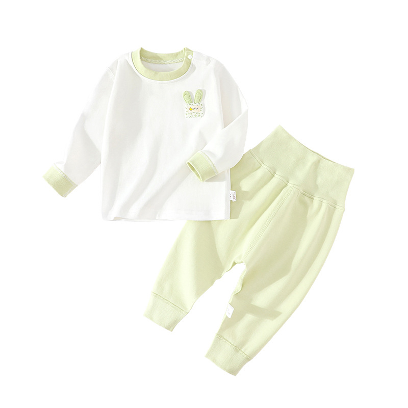 Detský bavlnený dvojdielny set nohavíc, dlhé rukávy, pulóver, 100% bavlna, pre deti 1–3 roky (80–100 cm), vhodný na zimu, jar a jeseň